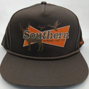 Brown Southern String Deer Hunting Flat Bill Hat Cap
